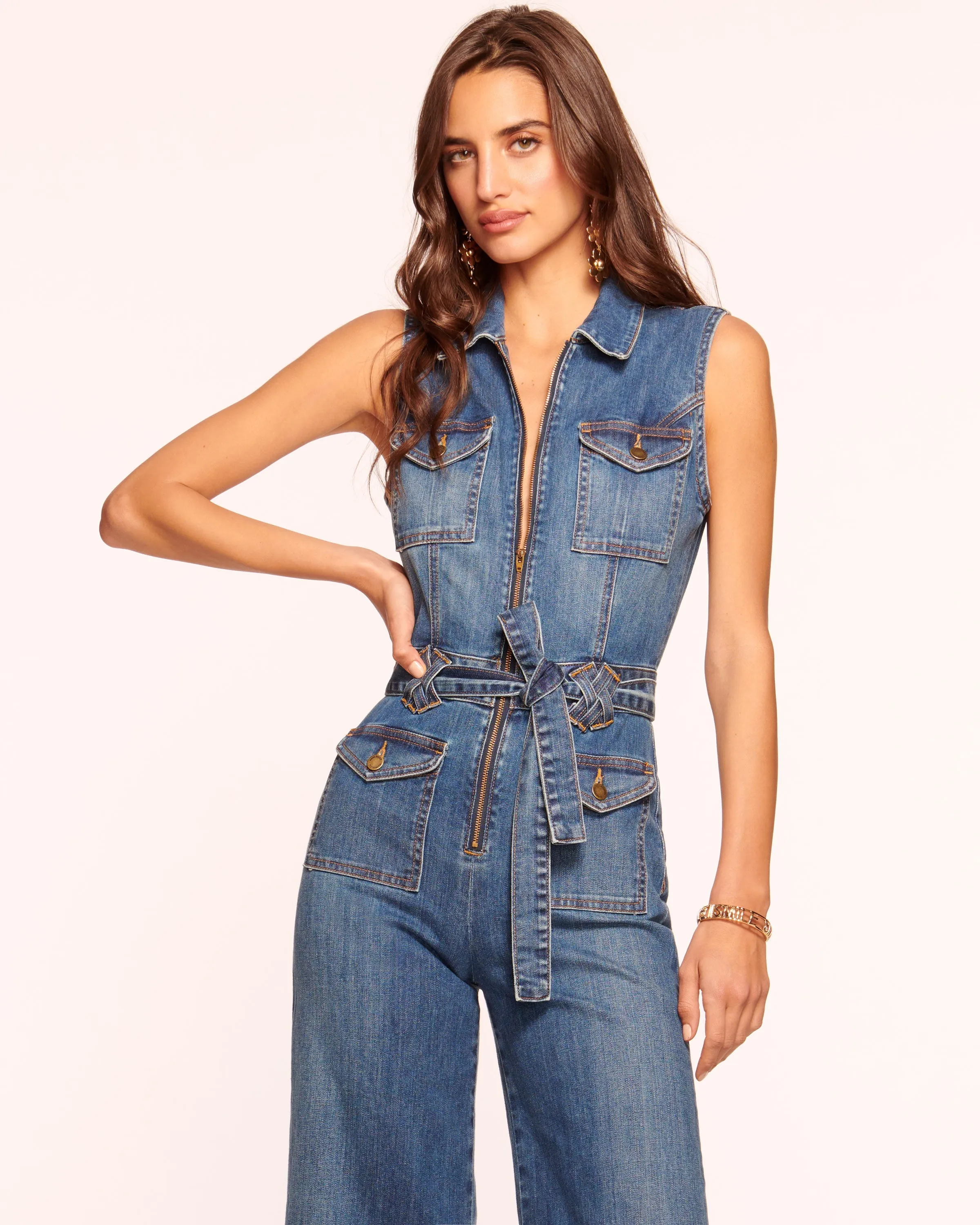 Bell Cropped Denim Jumpsuit