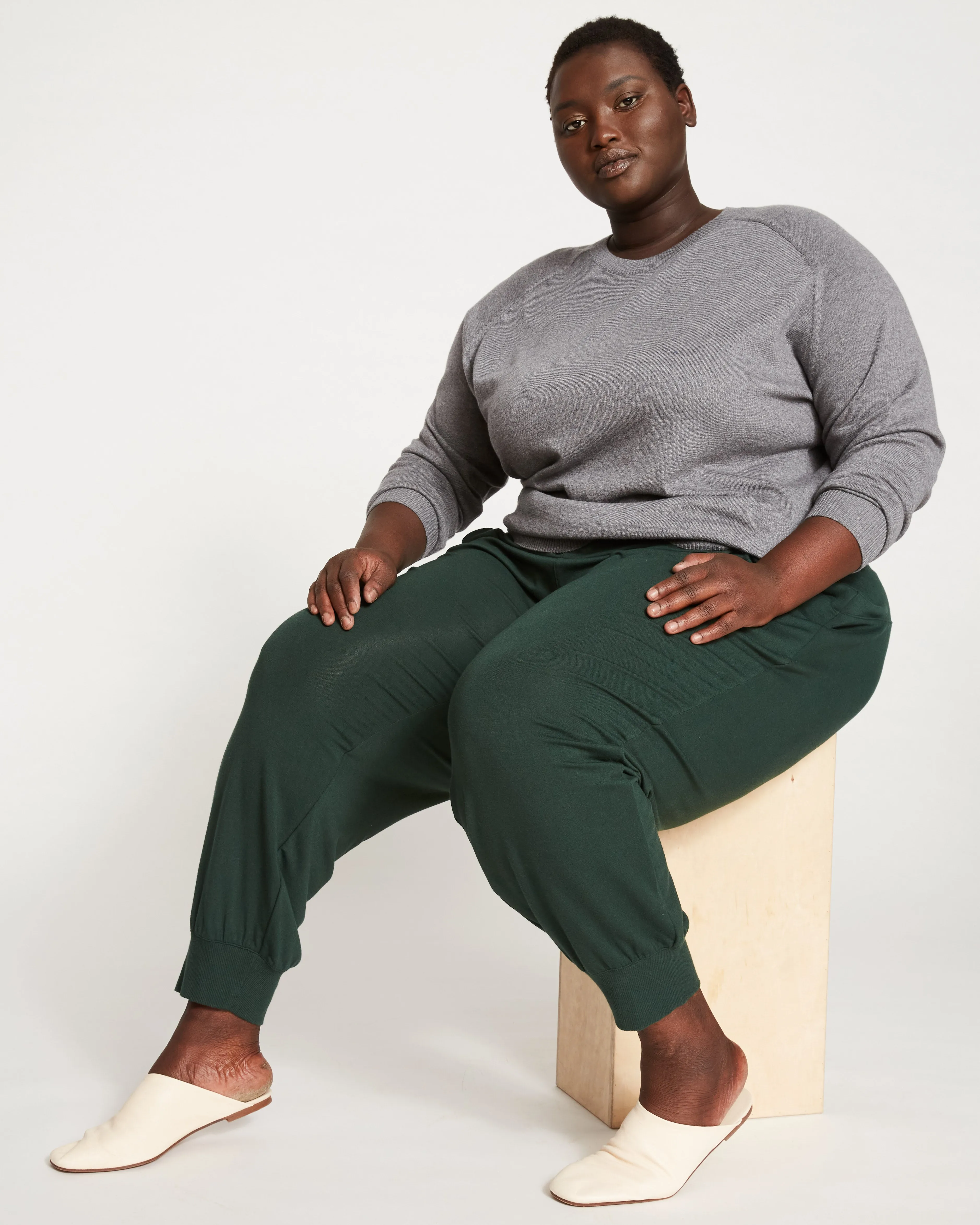 Bridget Luxe Fine Terry Jogger - Forest Green