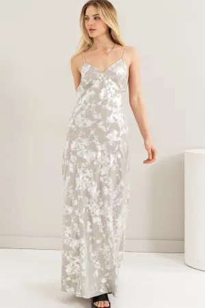 HF24E217-Foil Print Maxi Slip Dress