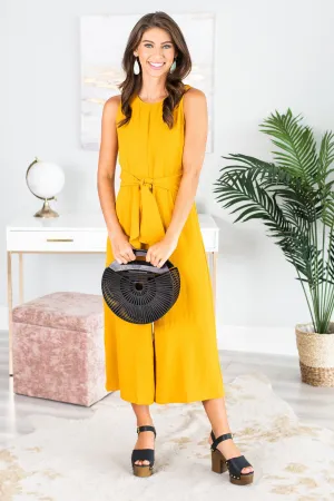 Larger Than Life Crop Jumpsuit, Mustard