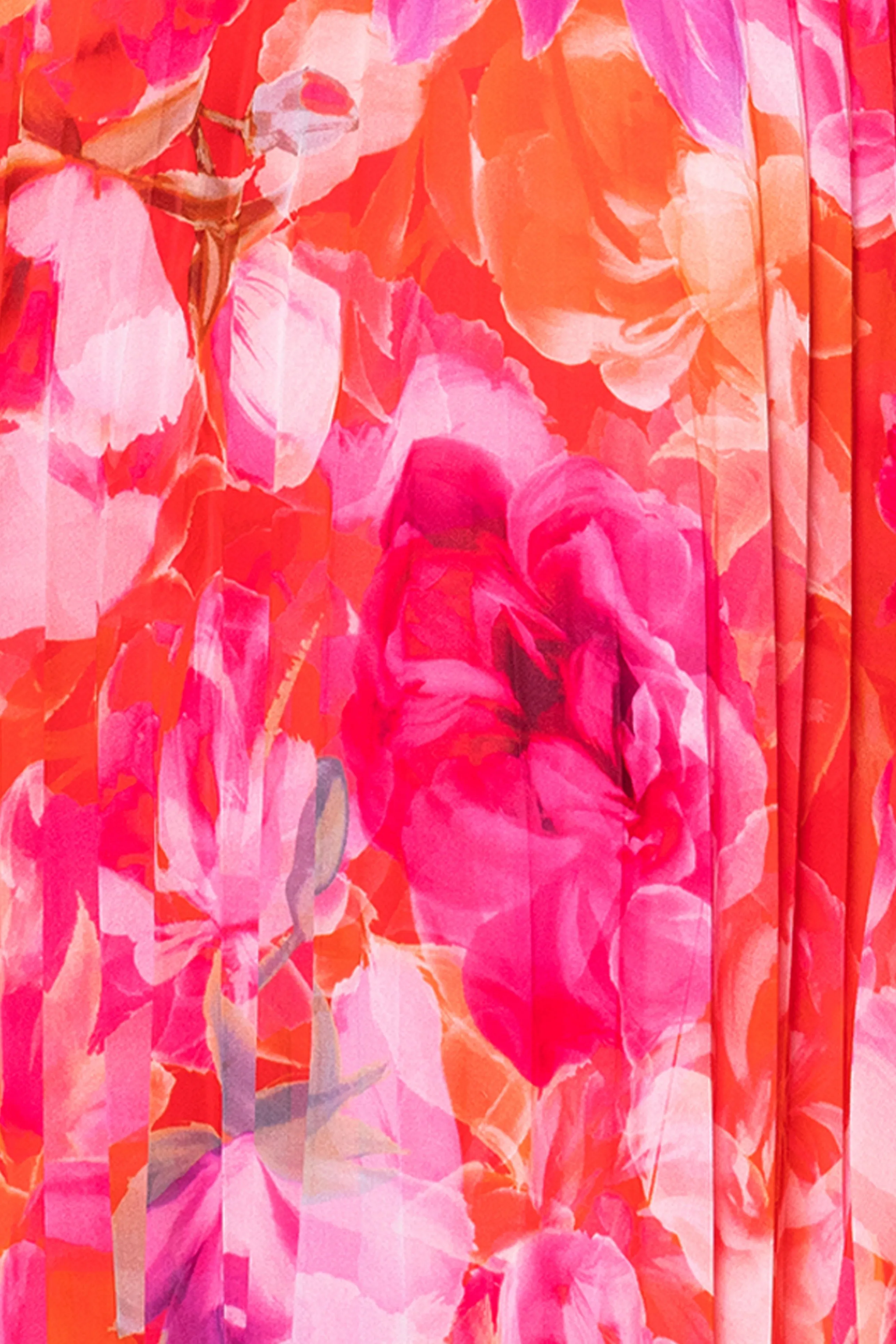 "Amina" Chiffon Print Floor Length Dress